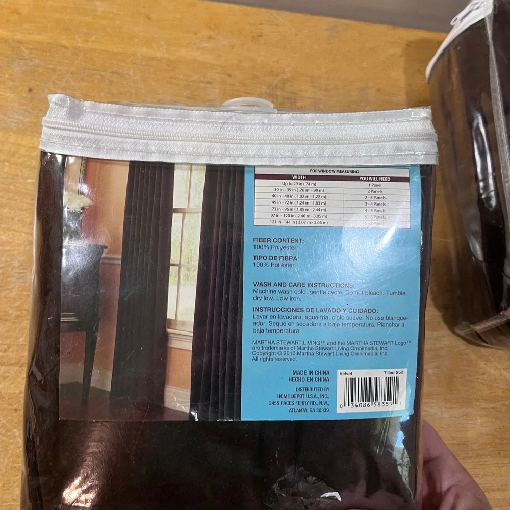 Martha Stewart Living Velvet Back Tab Curtain Panels 50x84 Tilled Soil Brown 2pk